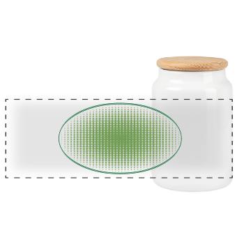 Points verts ovales, avec cadre - Boîte à biscuits avec couvercle en bois - blanc - Devant