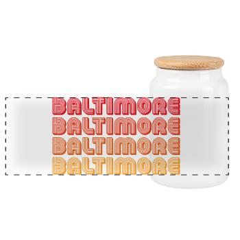 Baltimore Neon Gradient Repeats - Panoramic Cookie Jar with Wooden Lid - white - Front