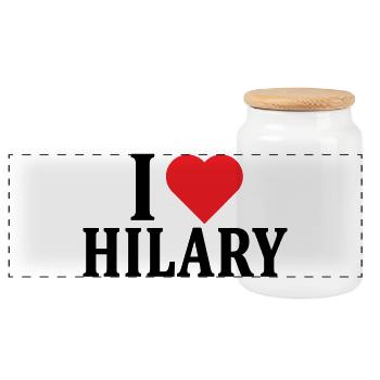 t-shirt I love Hilary t-shirt gift idea - Panoramic Cookie Jar with Wooden Lid - white - Front