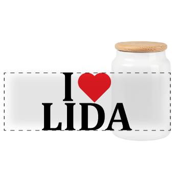 Name T-Shirt I love Lida T-Shirt Geschenkidee - Panorama Keksdose mit Holzdeckel - Weiß - Vorne