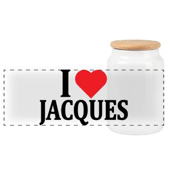 t-shirt J’aime Jacques idée cadeau t-shirt - Boîte à biscuits avec couvercle en bois - blanc - Devant
