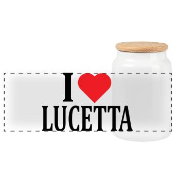 name t-shirt I love Lucetta t-shirt gift idea - Panoramic Cookie Jar with Wooden Lid - white - Front
