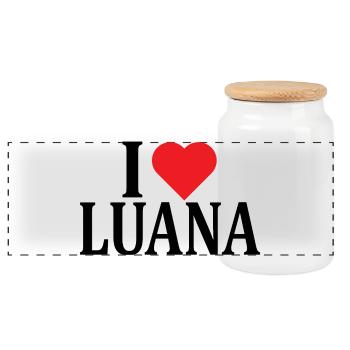 Name T-Shirt I love Luana T-Shirt Geschenkidee - Panorama Keksdose mit Holzdeckel - Weiß - Vorne