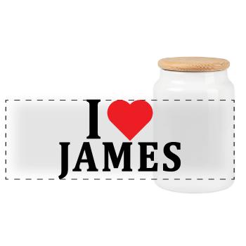 T-Shirt I love James T-Shirt Geschenkidee - Panorama Keksdose mit Holzdeckel - Weiß - Vorne