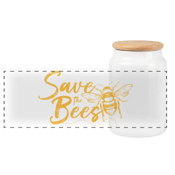 Conception artistique des abeilles Save the Bees - Boîte à biscuits avec couvercle en bois - blanc - Devant