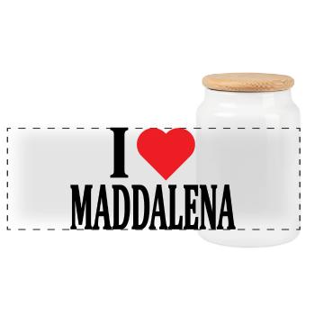 T-Shirt I love Maddalena T-Shirt Geschenkidee - Panorama Keksdose mit Holzdeckel - Weiß - Vorne