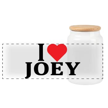 nom t-shirt J’aime Joey idée cadeau t-shirt - Boîte à biscuits avec couvercle en bois - blanc - Devant