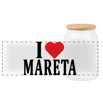 T-Shirt Name I love Mareta T-Shirt Geschenkidee - Panorama Keksdose mit Holzdeckel - Weiß - Vorne