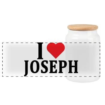 Name T-Shirt I love Joseph T-Shirt Geschenkidee - Panorama Keksdose mit Holzdeckel - Weiß - Vorne
