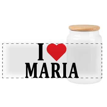 Name T-Shirt Ich liebe Maria T-Shirt Geschenkidee - Panorama Keksdose mit Holzdeckel - Weiß - Vorne