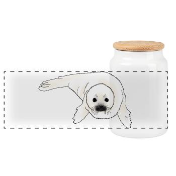 Seehund Baby - Panorama Keksdose mit Holzdeckel - Weiß - Vorne