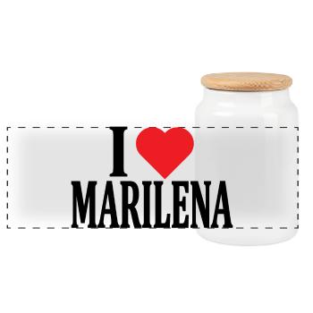 nom du t-shirt J’aime Marilena t-shirt cadeau - Boîte à biscuits avec couvercle en bois - blanc - Devant