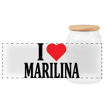 t-shirt name I love Marilina gift idea t-shirt - Panoramic Cookie Jar with Wooden Lid - white - Front