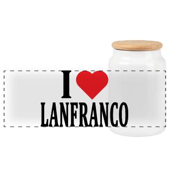 T-Shirt-Name Ich liebe Lanfranco Geschenk-T-Shirt - Panorama Keksdose mit Holzdeckel - Weiß - Vorne
