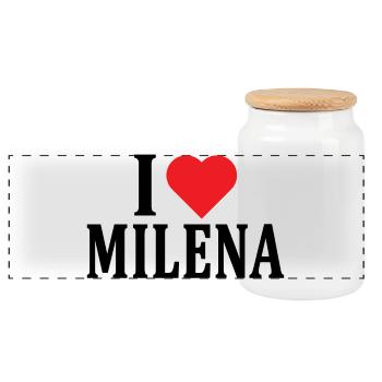 T-Shirt I love Milena T-Shirt Geschenkidee - Panorama Keksdose mit Holzdeckel - Weiß - Vorne