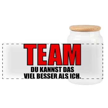 AUSREDEN SPRÜCHE - FAUL SEIN KOMPLIMENTE - Panorama Keksdose mit Holzdeckel - Weiß - Vorne
