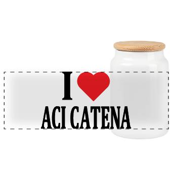 Sicily t-shirt I love Aci Catena t-shirt - Panoramic Cookie Jar with Wooden Lid - white - Front