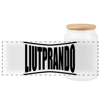 T-Shirt Name Liutprando T-Shirt Geschenkidee T-Shirt - Panorama Keksdose mit Holzdeckel - Weiß - Vorne