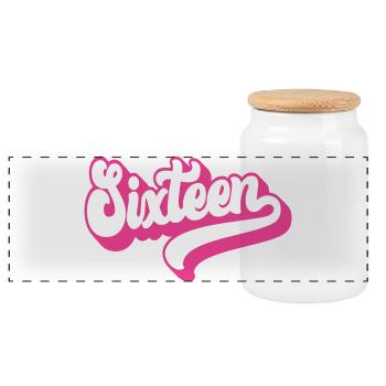 Sixteen 16th Birthday For Girls 16 Years Old - Panoramic Cookie Jar with Wooden Lid - white - Front