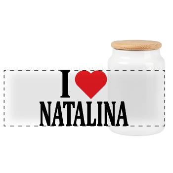 t-shirt name I love Natalina t-shirt geschenkidee - Panorama Keksdose mit Holzdeckel - Weiß - Vorne