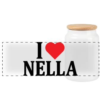 t-shirt name I love In the t-shirt gift idea - Panoramic Cookie Jar with Wooden Lid - white - Front