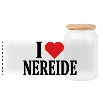 T-Shirt I love Nereide T-Shirt Geschenkidee - Panorama Keksdose mit Holzdeckel - Weiß - Vorne