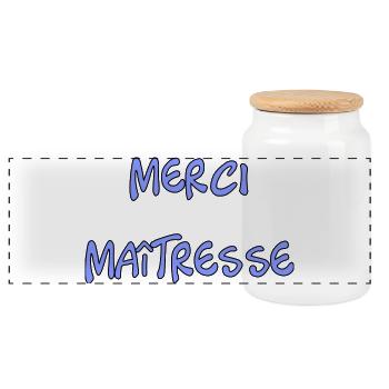 MAÎTRESSE. MERCI. MERCI MAÎTRESSE - Boîte à biscuits avec couvercle en bois - blanc - Devant