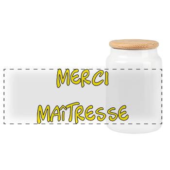 MAÎTRESSE. MERCI. MERCI MAÎTRESSE - Boîte à biscuits avec couvercle en bois - blanc - Devant