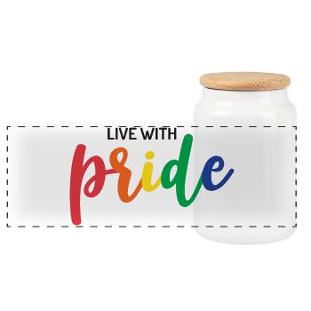 Live With Pride - Panoramic Cookie Jar with Wooden Lid - white - Front