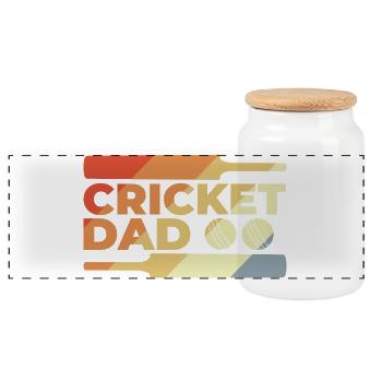 Funny Cricket Daddy - Panoramic Cookie Jar with Wooden Lid - white - Front