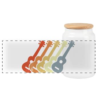 Vintage Ukulele Zeichnung - Panorama Keksdose mit Holzdeckel - Weiß - Vorne