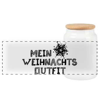 xmas outfit design Stern Schneeflocke Weihnachten - Panorama Keksdose mit Holzdeckel - Weiß - Vorne