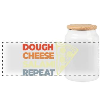 Funny Pizza Saying - Panoramic Cookie Jar with Wooden Lid - white - Front