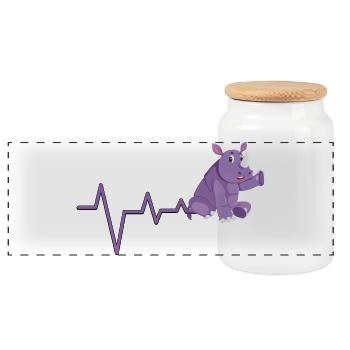Conception de battement de cœur de rhinocéros violet - Boîte à biscuits avec couvercle en bois - blanc - Devant
