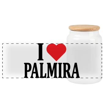 T-Shirt I love Palmira T-Shirt Geschenkidee - Panorama Keksdose mit Holzdeckel - Weiß - Vorne