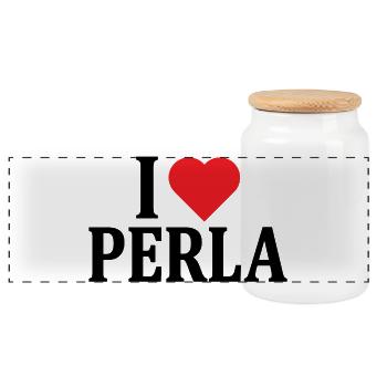 t-shirt I love Pearl t-shirt gift idea - Panoramic Cookie Jar with Wooden Lid - white - Front