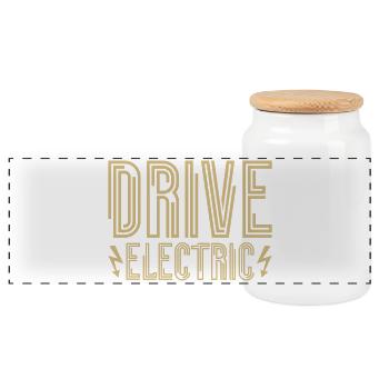 Drive Electric Type 2 Plug Supercharge Electric - Panoramic Cookie Jar with Wooden Lid - white - Front