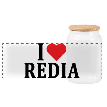 t-shirt J’aime Redia t-shirt idée cadeau - Boîte à biscuits avec couvercle en bois - blanc - Devant