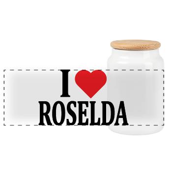 t-shirt J'aime Roselda t-shirt idée cadeau - Boîte à biscuits avec couvercle en bois - blanc - Devant