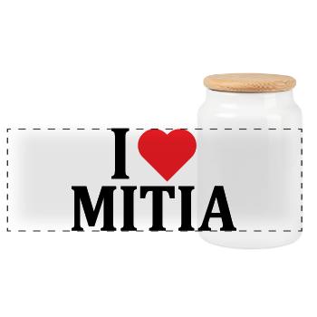 T-Shirt I love Mitia T-Shirt Geschenkidee - Panorama Keksdose mit Holzdeckel - Weiß - Vorne