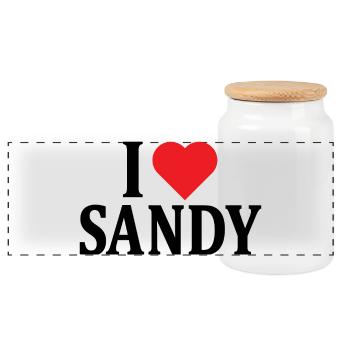 t-shirt j’aime Sandy t-shirt idée cadeau - Boîte à biscuits avec couvercle en bois - blanc - Devant