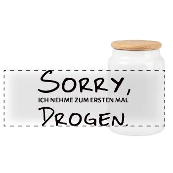 Sorry Take First Time Party Funny Shirt - Panoramic Cookie Jar with Wooden Lid - white - Front