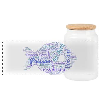POISSON. POISSON D'AVRIL - Boîte à biscuits avec couvercle en bois - blanc - Devant
