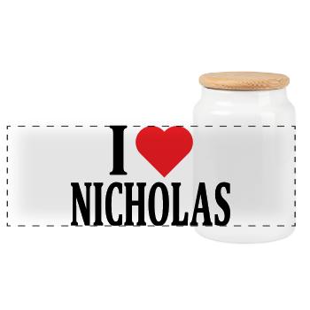 t-shirt j’aime Nicholas t-shirt idée cadeau - Boîte à biscuits avec couvercle en bois - blanc - Devant