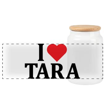 t-shirt J’aime Tara t-shirt idée cadeau - Boîte à biscuits avec couvercle en bois - blanc - Devant