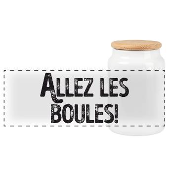 Allez les Boules Saying Boule Ball for Bouler - Boîte à biscuits avec couvercle en bois - blanc - Devant