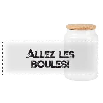 Allez les Boules Saying Boule Ball for Bouler - Boîte à biscuits avec couvercle en bois - blanc - Devant