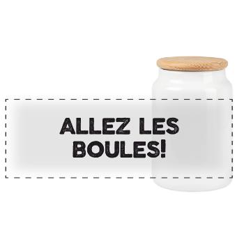 Allez les Boules Saying Boule Ball for Bouler - Boîte à biscuits avec couvercle en bois - blanc - Devant