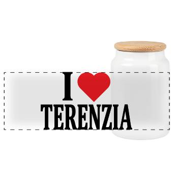 t-shirt J’aime Terenzia t-shirt idée cadeau - Boîte à biscuits avec couvercle en bois - blanc - Devant