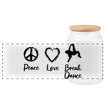 Breakdancer Liebe - Panorama Keksdose mit Holzdeckel - Weiß - Vorne